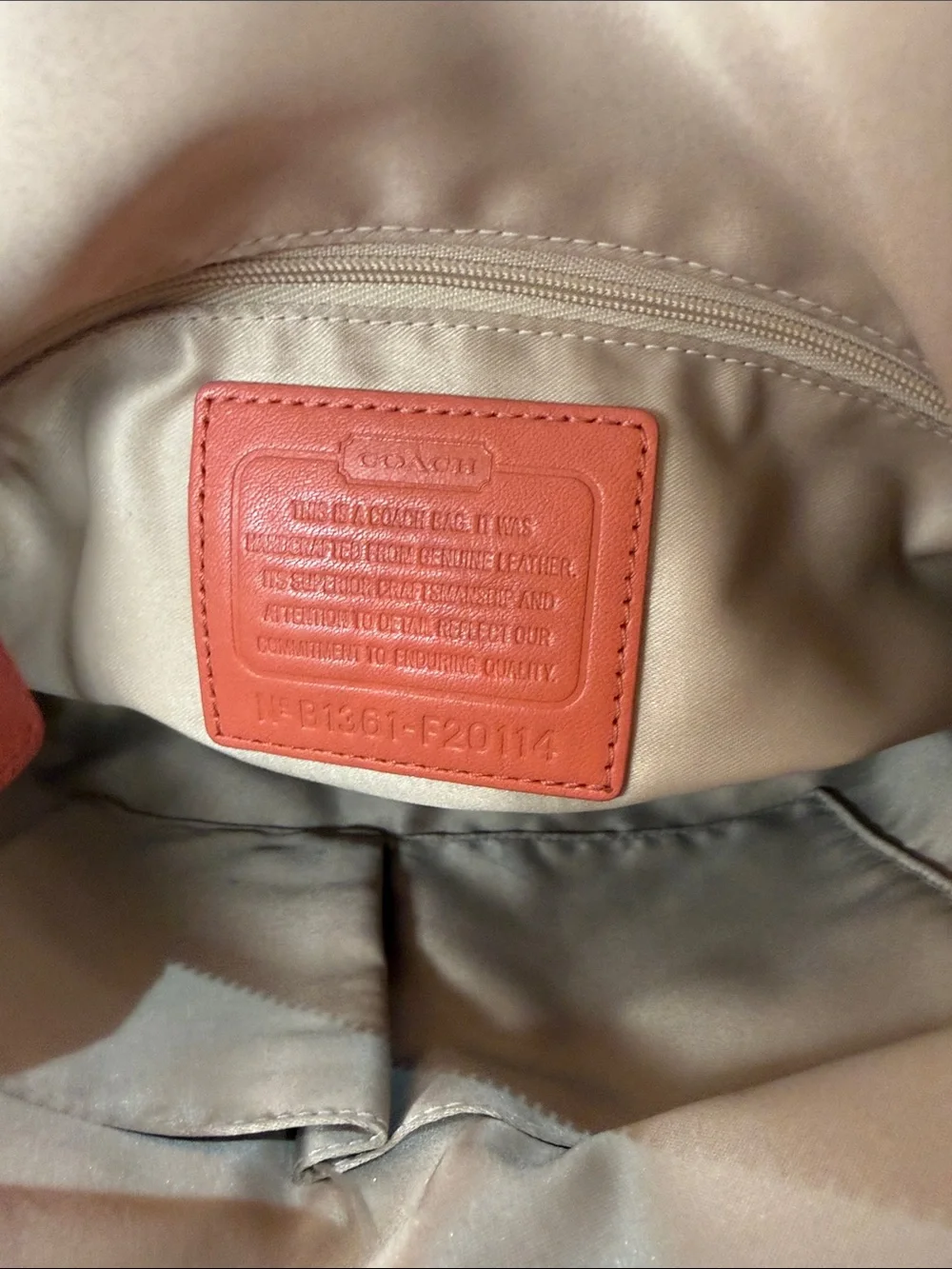 Vintage Y2K Coach Coral-Peach Leather Shoulder Bag with Leather Cherry Charm